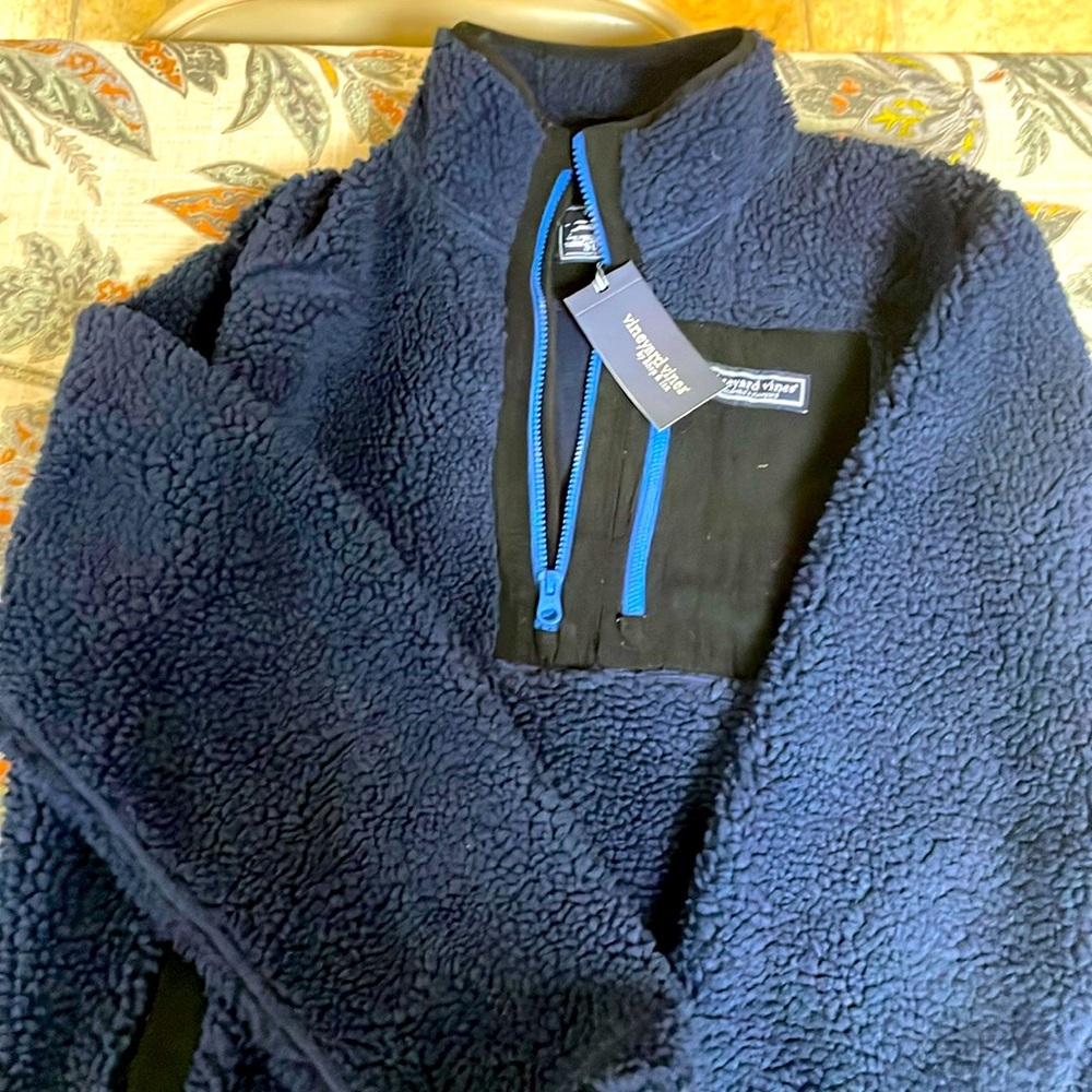 Vineyard Vines Men Sherpa Polyester Pullover Blue New w/tags Medium